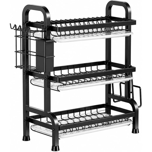 3 Tier Dish Drying Rack with Drainboard, Kitchen Counter Organizer | Dish Drying Rack、3 Tier Dish Rack、Kitchen Counter Dish Rack、Dish Drying Rack with Drainboard、Kitchen Organizer、