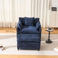 thumbnail image 2 of S-HOME Modern 39.4 Inch Chenille Armchair with Ottoman, Upholstered Single Seat for Living Room and Bedroom Use, Blue, 2 of 16