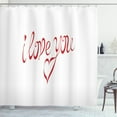 thumbnail image 1 of Ambesonne I Love You Shower Curtain, Swirling Font in Red, 69"Wx84"L, Red White, 1 of 3