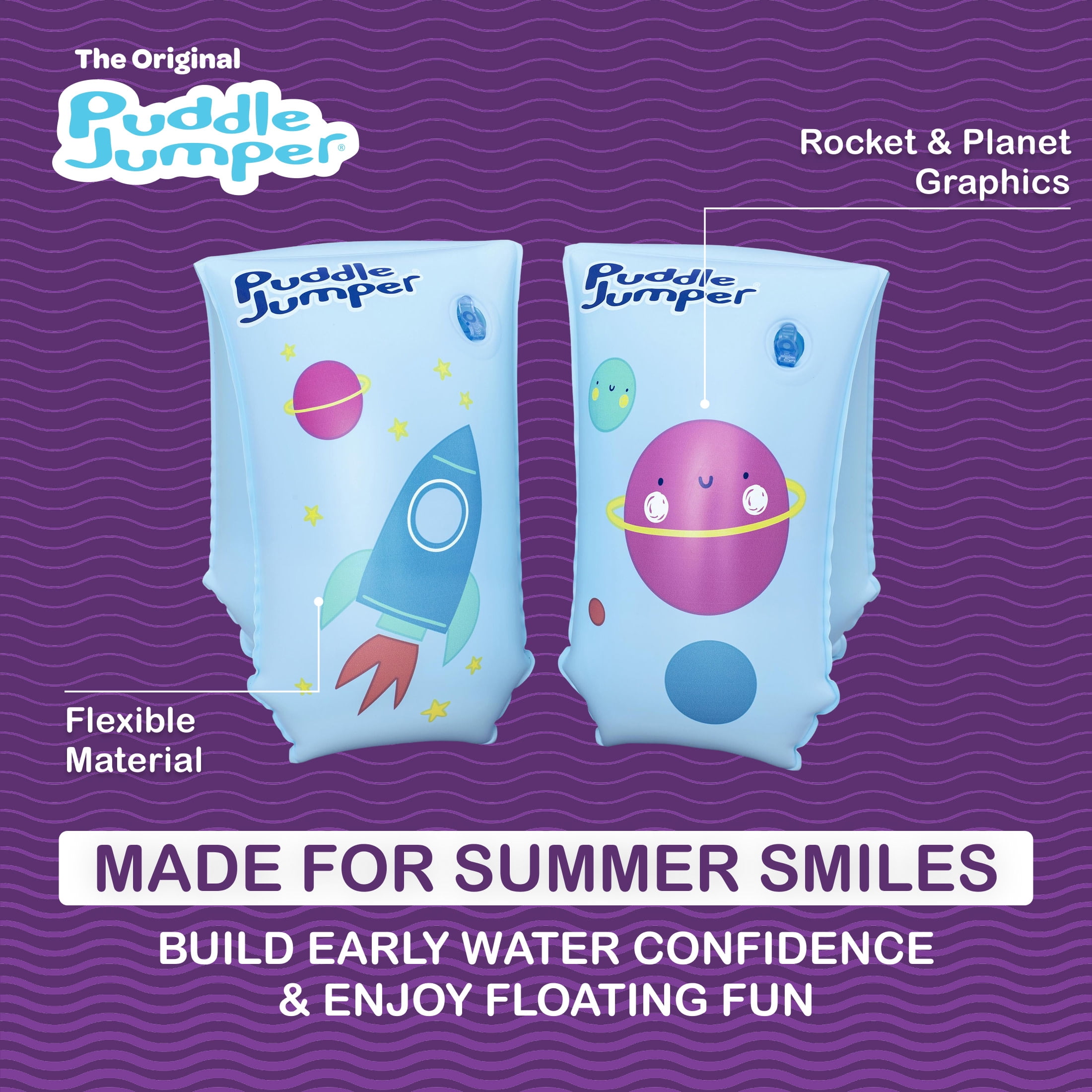 Puddle Jumper WonderSplash Inflatable Armband Swim Training Floaties, 40-132lbs (18-60 kg) Weight Capacity
