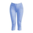 thumbnail image 4 of CHEEREAM Womens Capri Leggings Plaid Print Elastic Waisted Cropped Pants Skinny Split Hem Bottom, 4 of 7