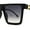 Black / Smoke, variant on Squared Mobster Mafia Oversize Rectangular Sunglasses Black Tortoise - Brown