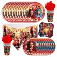 thumbnail image 3 of Película Descendientes: El origen de los rojos Vajilla para fiesta de cumpleaños Pancarta Pastel Globos rojos desechables colgantes Decoración de cumpleaños, 3 of 4