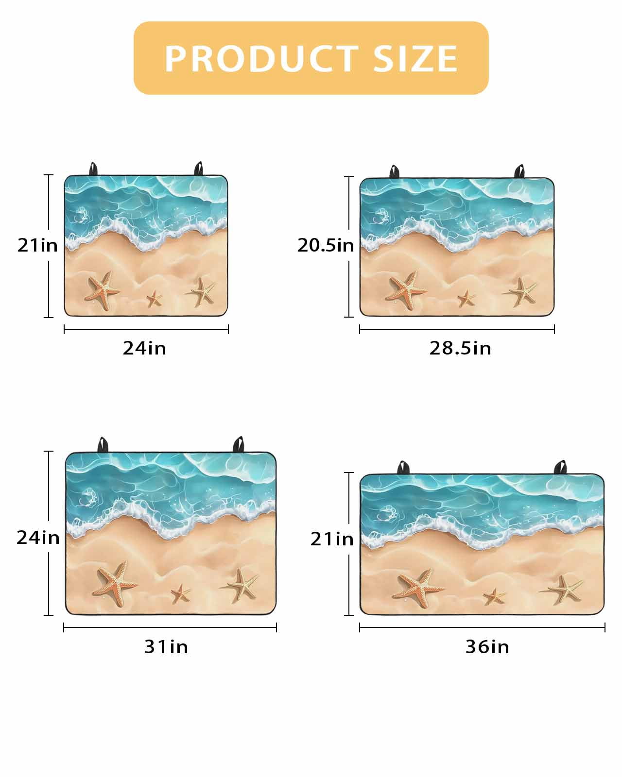 nqOlkjepod Large Induction Cooktop Protector Mat 24"x21", Ocean Beach Stove Top Covers for Electric Stove, Starfish Sea Waves Coastal Seaside Sand Stove Burner Cover Mats, Glass Top Stove Cover
