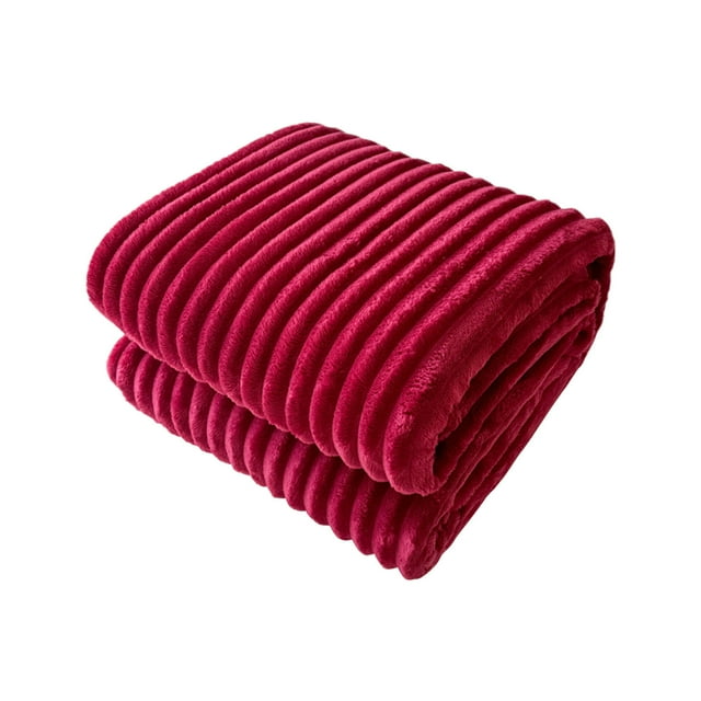Throw Blanket Qwtwty Flannel Fleece Throw Blanket Lightweight Warm And Soft Striped Couch And Bed Blanket Cozy Microfiber Ribbed Sofa Decor for All Season on Clearance