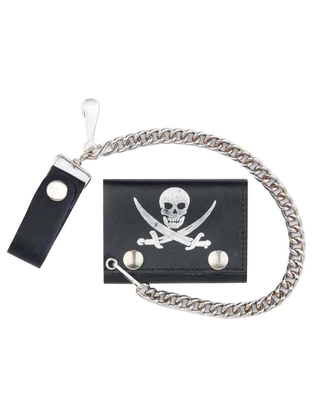 leather skull wallet with chain