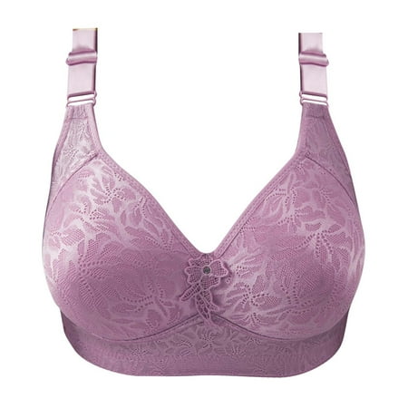 

Seamless Underwear For Women Woman s Solid Comfortable Hollow Out Perspective Bra No Rims No steel ring push-up underwear daily bra (order remarks are packaged separately) daily bra purple XL-