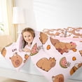 thumbnail image 3 of Erosebridal Kids C Personalized Initial Capybara Bubble Tea Bedding Comforter Set 7 Pieces,Boys Girls Kawaii Funny Food Full Bedding Set,Pink Reversible, 3 of 6