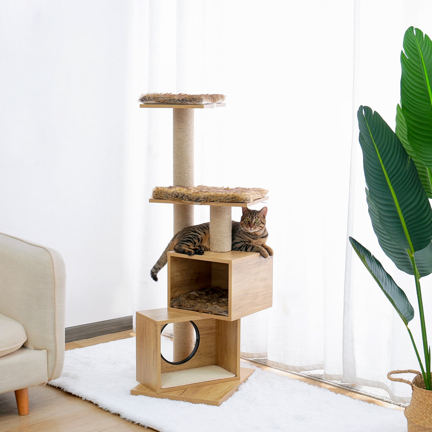 Kepooman Wood Cat Tree Cat Tower Cat Condo Sisal Scratching Posts with Removable Washable Mats Cat Furniture Activity Center Play House, Grey Kepooman Wood Cat Tree Cat Tower Cat Condo Sisal Scratching Posts with Removable Washable Mats Cat Furniture Activity Center Play House, Grey