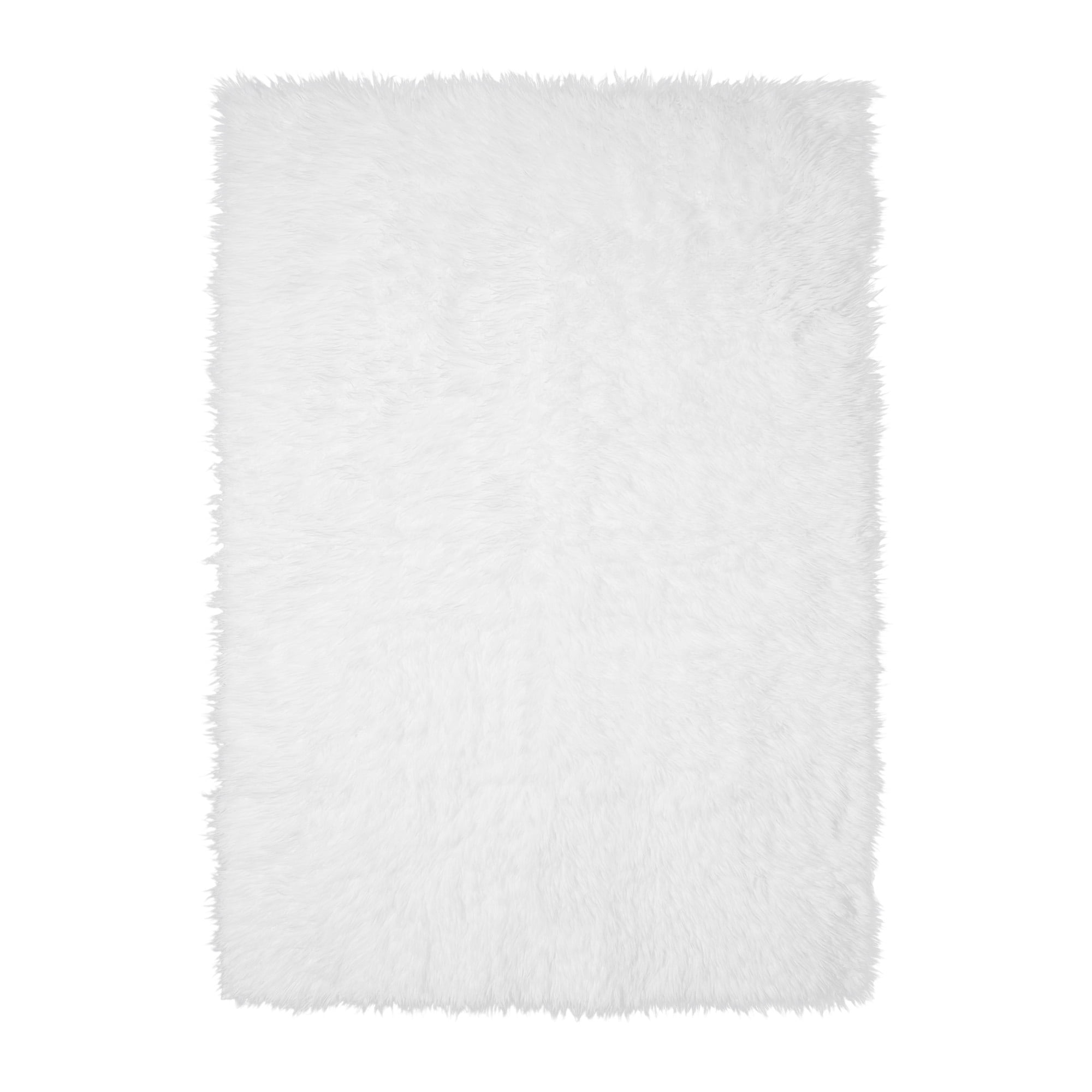 My Magic Carpet 5'x7' Machine Washable Soft Faux Fur Fluffy Thick Non-Slip Area Rug - Shag White