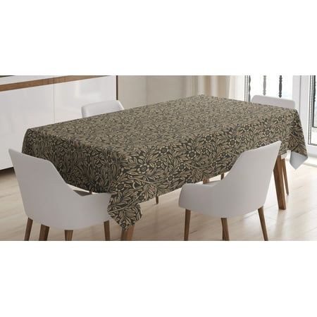 

Classical Tablecloth Retro Theme of Floral Details Plants Leaves Flourishing Botanical Art Rectangular Table Cover for Dining Room Kitchen 60 X 90 Dark Sepia and Tan by Ambesonne
