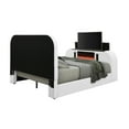 thumbnail image 4 of White Teddy Sherpa & Chrome Queen Bed w/LED, TV Cabinet, Fireplace & Bluetooth, 4 of 5