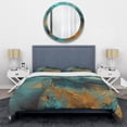 thumbnail image 3 of Designart "Warmth of Mediterranean Sunlight II" Abstract Bedding Covert Set - Modern Teal Bed Set With 2 Shams, 3 of 6