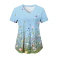 thumbnail image 2 of COMVALUE Cozy Fit Plus Size Scrub Shirts Medical Uniforms Tops Print Scrubs with Design (Sky Blue, XXL), 2 of 8
