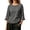 Gray, variant on Women's Ruched Summer Blouse, Round Neck 3/4 Ruffle Sleeve Top, Side Drawstring Textured Casual Shirt Gray L