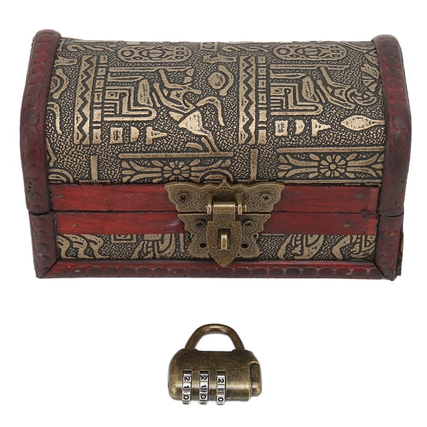 Cofre De Almacenamiento De Madera Vintage Con Diseño De Mapa | Maleta Decorativa Para Eventos Y Hogar | 37.5x23x13.5 Cm