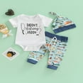 thumbnail image 2 of 3PCS Infant Baby Boy Girl Daddy‘s Fishing Buddy Short Sleeve Romper Fish Print Pants Hat Clothes Outfit Set, 2 of 7