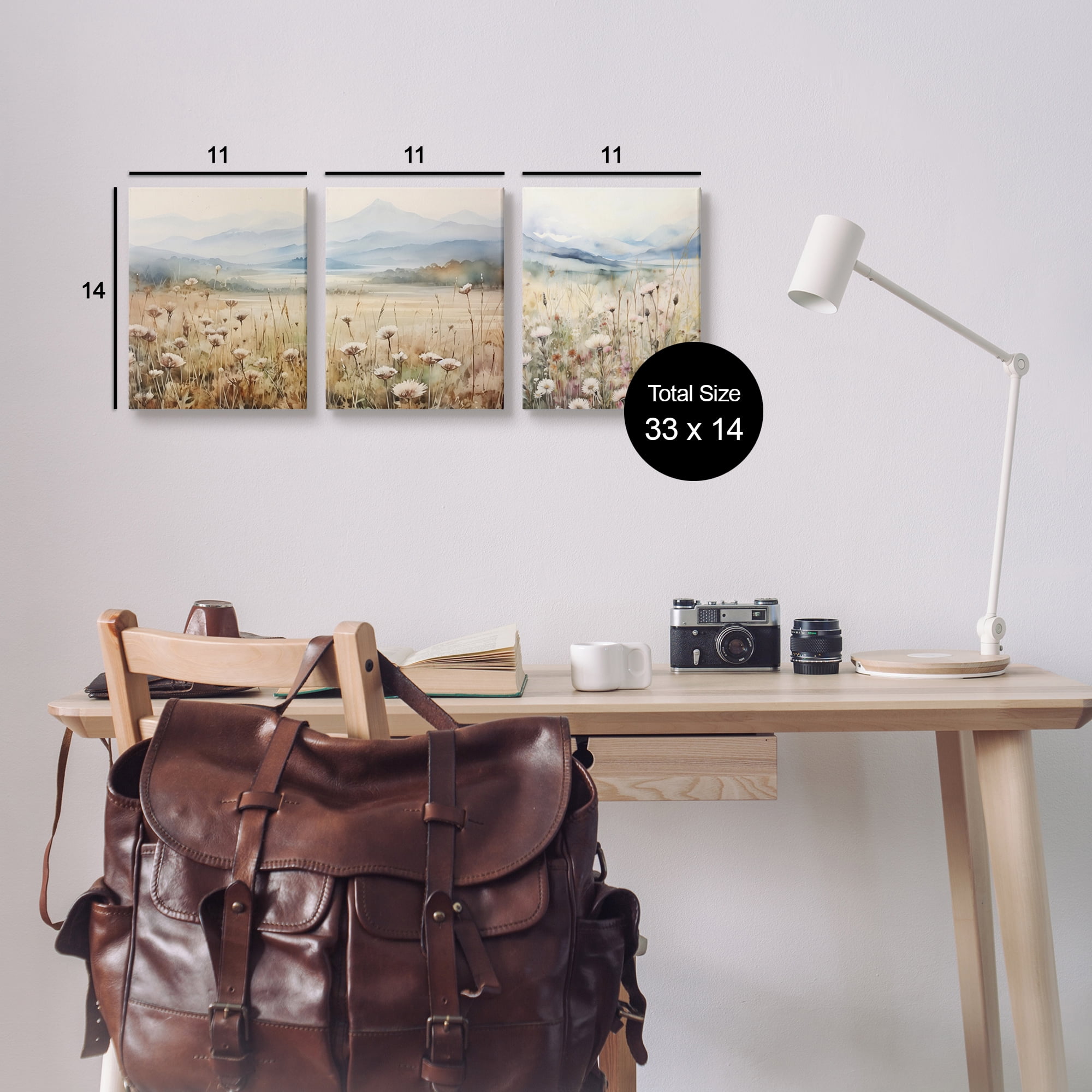Stupell Industries In The Field Landscape Landscape Painting Gallery Wrapped Canvas Art Print Wall Art, 11 x 14, Set of 3