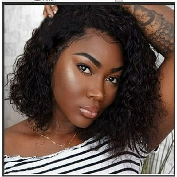 Short Bob Curly Wigs for Women Synthetic Hair Wigs Natural Looking Heat Resistant Fiber Lace Front Wigs