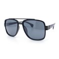 thumbnail image 4 of Mens Luxury Oversized Rectangular Designer Fashion Racer Plastic Sunglasses Shiny Black - Smoke, 4 of 6