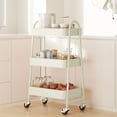 thumbnail image 2 of SUMELL 3-Tier Rolling Utility Cart, Lockable Casters Metal Shelf, Narrow Space Organizer for Home Kitchen Bathroom, White, 2 of 8