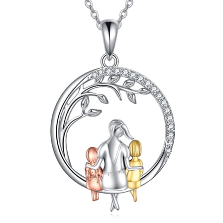 Gifts for Mom Daughter Tree of Life Necklace 925 Sterling Silver Pendant Jewelry Mothers Day Birthday Gifts for Women Friends Mother Daughter