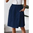 thumbnail image 5 of Endives Women's Linen Short Solid Color with Pocket Casual Shorts with Skirt Pants Women's Casual Pants Summer Dark Blue, 5 of 6