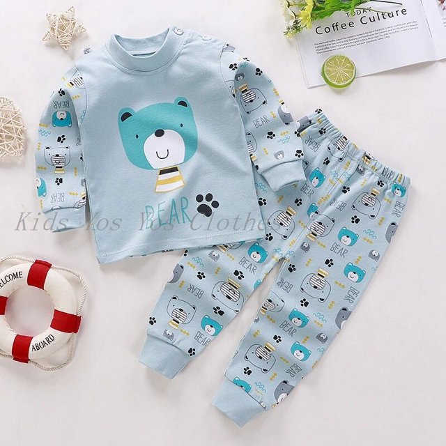 Conjuntos de pijama de dibujos animados Kawaii para niños y niñas, camiseta de manga larga con pantalones, ropa de dormir para bebés pequeños, ropa de Navidad, novedad