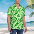 thumbnail image 2 of KLL Men's Hawaiian Shirt Short Sleeve Button Down Beach Shirts-Green Lizard, 2 of 5