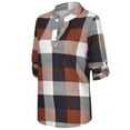 thumbnail image 3 of Womens Tshirt Casual Long Sleeve Plaid Shirt Slim Jacke Tops for Women Trendy Brown L, 3 of 6