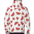 thumbnail image 7 of Rateoe Hand Drawn Watermelon Pattern Mens Hoodie, Pullover Hooded Sweatshirt, Kangaroo Pocket Hoodie Ideal for Daily Wear, Travel and Home-Medium, 7 of 7