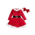 thumbnail image 1 of goowrom Robe de Noël en Velours et Maille pour Fille avec Bandeau, 1 of 9