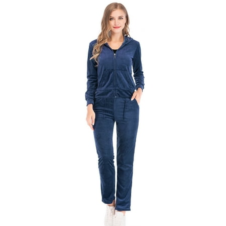 Velour Sweatsuit (LELINTA Womens Two Piece Velour Tracksuit Set Zipper Long Sleeve Hoodie and Active Pants Casual Joggers)