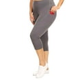 thumbnail image 2 of Women's High Waist Pocket Activewear Leggings, Charcoal, Capri, XL, 2 of 5
