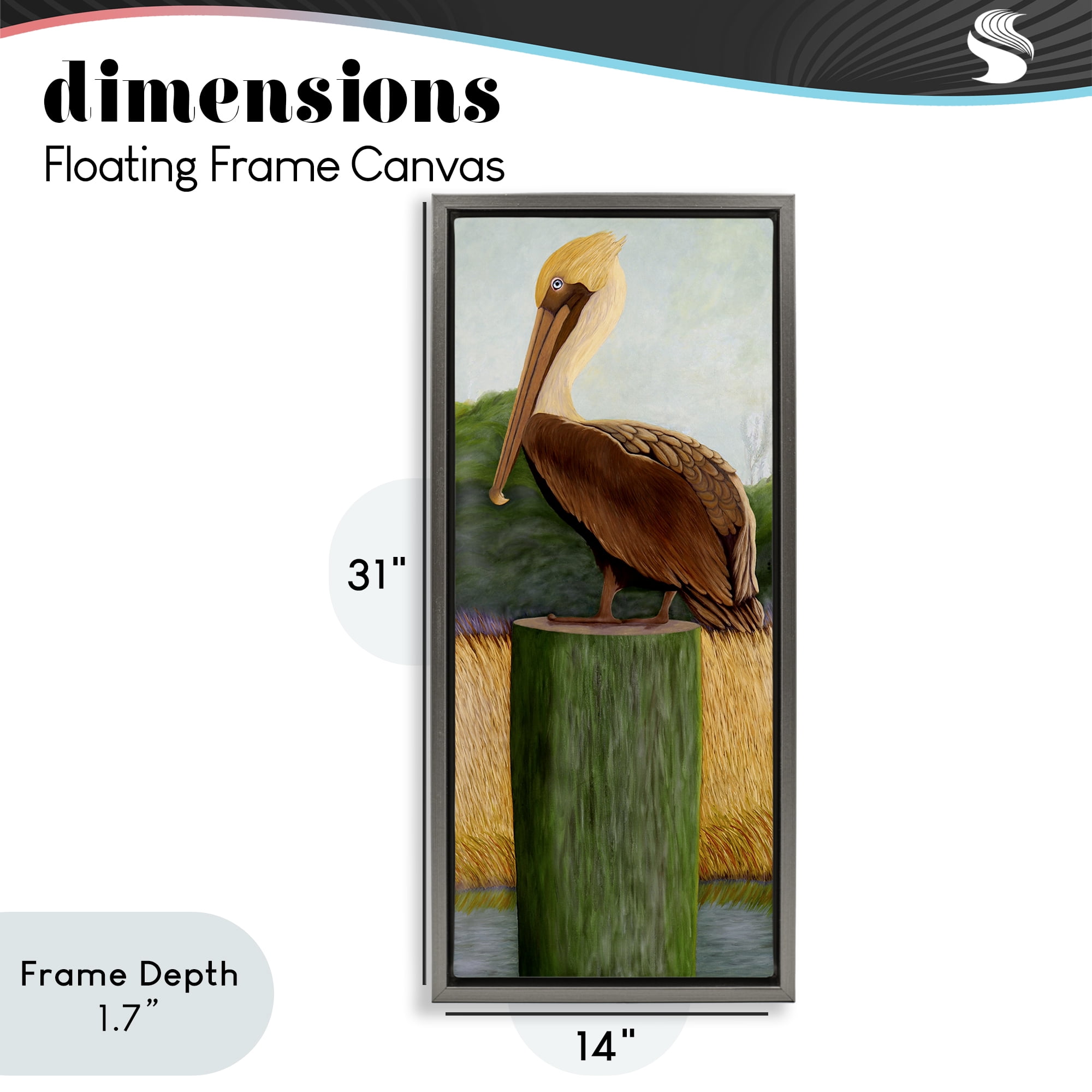 Stupell Industries Blue Eyed Pelican Gray Framed Floater Canvas Wall Art, design by Barbara Fallenbaum