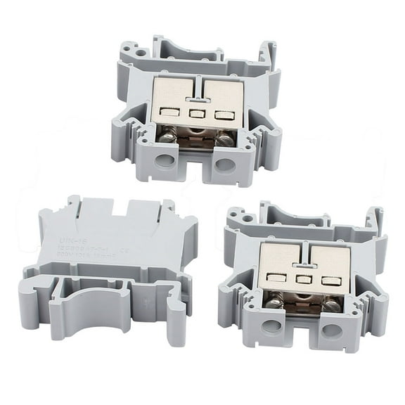 3Pcs UK-16N DIN Rail Mount Guide Terminal Block 800V 101A 16mm2 Cable Gray