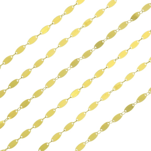 Sequin Link Chain, 2 Meters/6.56 Ft Gold Plated Flat Oval Link Chains Necklace Chains Bulk for Jewelry Making