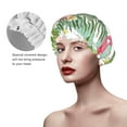thumbnail image 4 of Balery Tropical Flamingo Shower Caps, Double Layer Waterproof Shower Cap, Double Layers Reusable Shower Cap With Soft Comfortable For Long Thick Hair Soft Bath Shower Hair Caps, 4 of 9