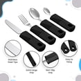 thumbnail image 2 of Elder Essentials Adaptive Utensils 4-Piece Wide and Non-Weighted Kitchen Set , Non-Slip Handles for Arthritis, People With Limited Dexterity or Elderly Use - Black, 2 of 6