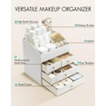 thumbnail image 5 of Makeup Organizer Countertop,Large Vanity Organizer PU Leather Make up Storage with 4 Drawers Skin care Organizer Cosmetic Display Case for Lipstick,Brushes,Bedroom-White, 5 of 11