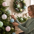 thumbnail image 5 of Pastel Christmas Tree Ornaments Decorations, 12 PCS 3.1 Inch Macaron Shatterproof Foam Christmas Ball Ornaments Set, Christmas Tree Hanging Pendants Xmas Tree Decoration, A, 5 of 5