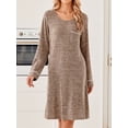 thumbnail image 5 of KISSGAL Nightgowns for Women Long Sleeve Sleepshirts Crew Neck Pajamas Dress Knee Length Sleepwear, 5 of 6