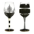 thumbnail image 1 of Cypress Home Striped Black and White Wine Glass, Set of 2, 12 ounces, 1 of 2