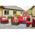 thumbnail image 6 of Sobaniilo 6 Pieces Patio Furniture Sets, All Weather PE Wicker Outdoor Conversation Set with Glass Table (Red), 6 of 7