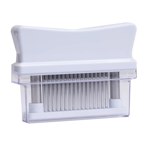 with 48 Stainless Steel Ultra Sharp Needle Blades, Hand Held Meat Tenderizer Needle, Kitchen Cooking Tool Best Makes Steak & Chicken Tender - No More Hammer, Meat Pounder （white）