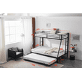 thumbnail image 7 of Twin Over Full Bunk Bed with Trundle, Metal Bunk Beds Frame with 2 Side Ladder and Full-Length Guardrails, Triple Bunk Bed for 3 Kids Teens Adults, Black, 7 of 7