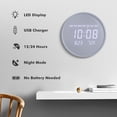 thumbnail image 3 of Modern Smart Led Digital Wall Clock with Temperature Wood 12/24h Time Clocks Silent Wooden Non-Ticking Lighted Large LED Display Cool Clocks for Home Living Room Kitchen Office Bedroom Decor 12 Inch, 3 of 7