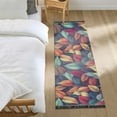thumbnail image 3 of Yayeee Runner Rug for Bedroom 2'x6' Machine Washable Hallway Non Slip Mat, Blue Vibrant Leaves Pattern, 3 of 8