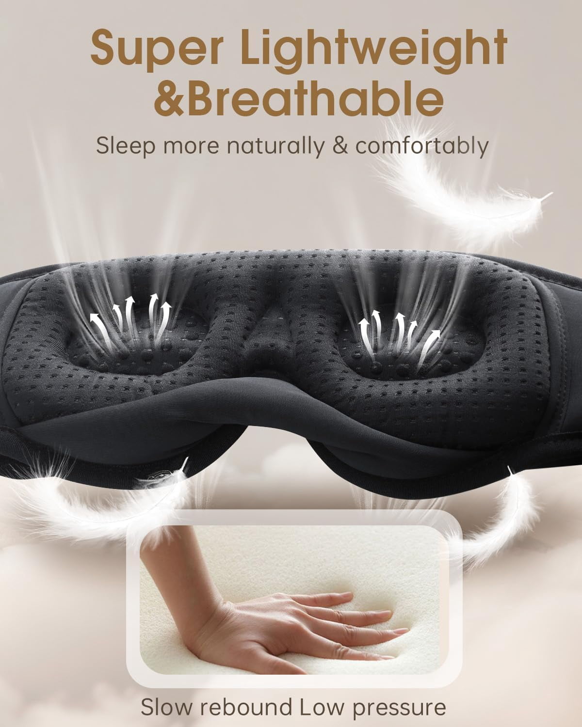 MUSICOZY 3D Bluetooth Sleep Mask Headphones, 100% Blockout Sleep Headphones with Bluetooth 5.4, 16H Play, Soft Eye Mask with Headphone for Sleeping,Travel,Nap & Side Sleepers, Gift for Men/Women
