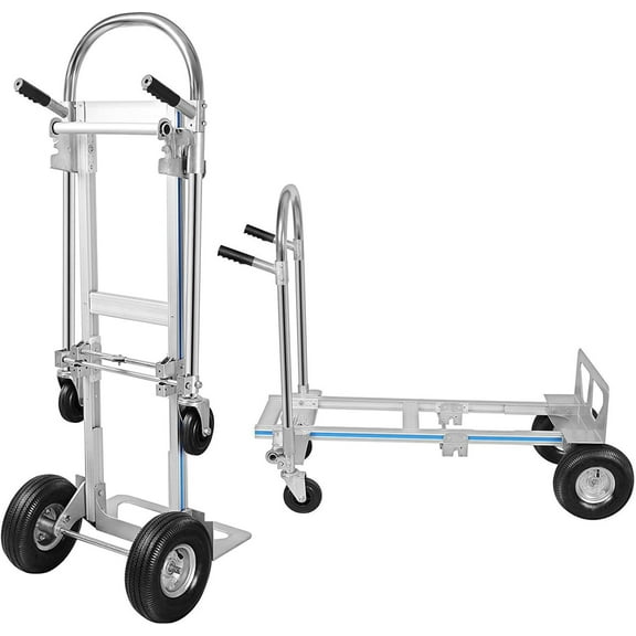Aluminum Hand Truck, Heavy Duty Convertible Hand Truck Dolly 2 in 1 Design, 880 LBS Utility Cart Dolly Cart with Rubber Wheels  Grade for Transportation in Warehouse